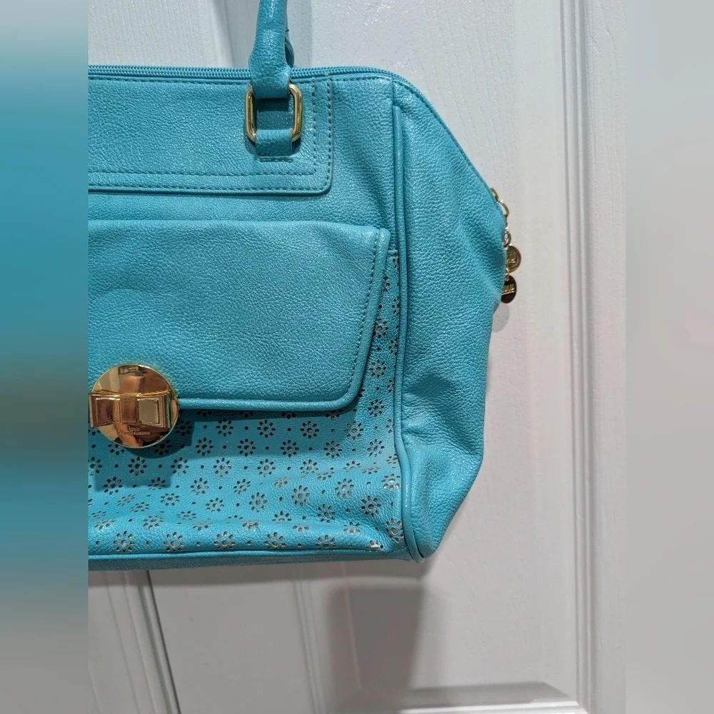 Lulu by Lulu Guinness Turquoise Blue Satchel with Gold Hardware